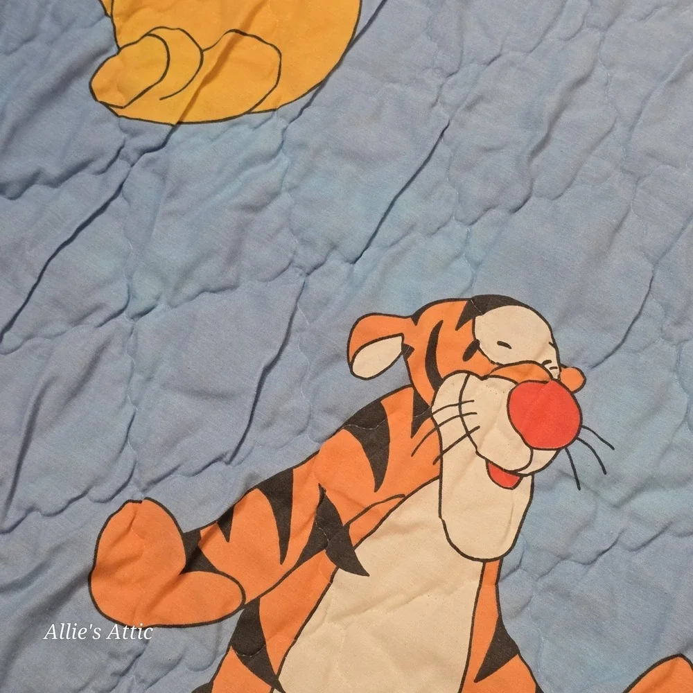 Vintage Winnie The Pooh Blanket Quilt Baby King Size Blue Tigger Duvet Cover